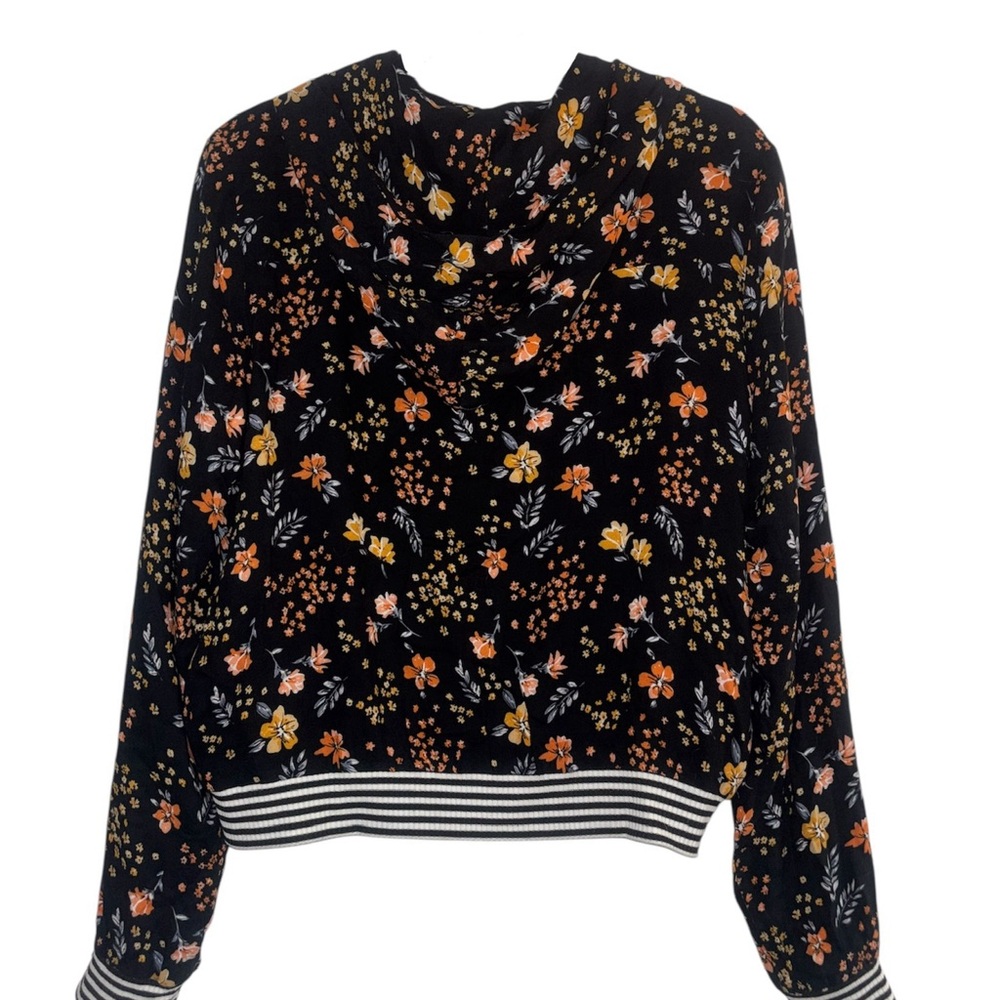 😍 Saltwater LUXE Navy and Orange Bomber Jacket with Vintage Floral Design - Picture 2 of 10